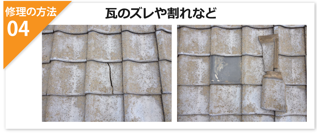 瓦のズレや割れなど